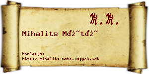 Mihalits Máté névjegykártya